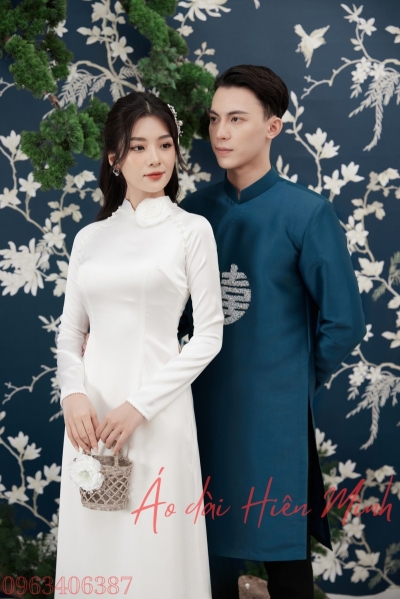 Áo dài cưới cặp đôi song hỷ đính kết