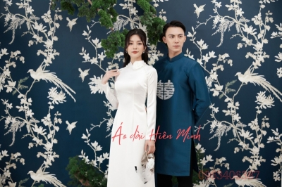 Áo dài cưới cặp đôi song hỷ đính kết