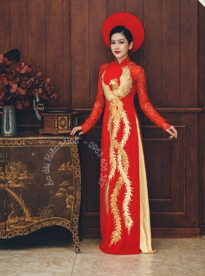 Áo dài cưới cặp họa tiết Long Phụng