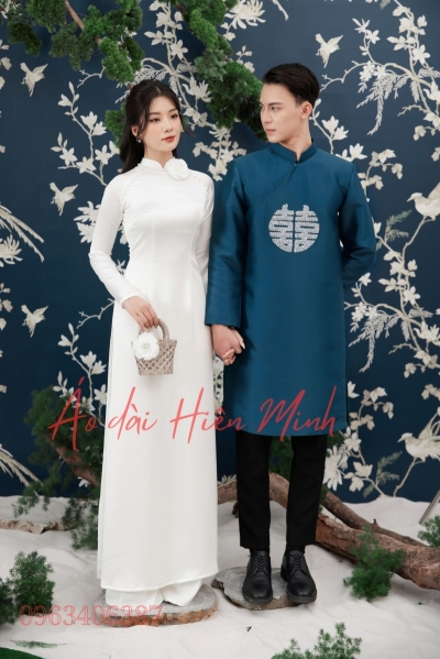 Áo dài cưới cặp đôi song hỷ đính kết
