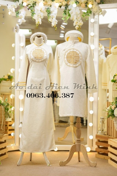 Áo dài cưới đôi - Áo dài cưới màu trắng