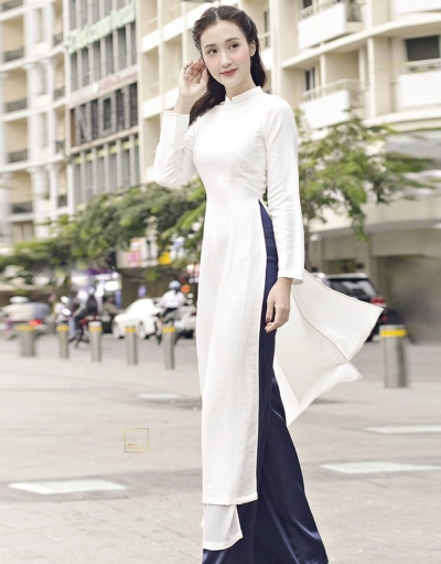 Áo dài cách tân nữ 2 tà - áo dài trắng