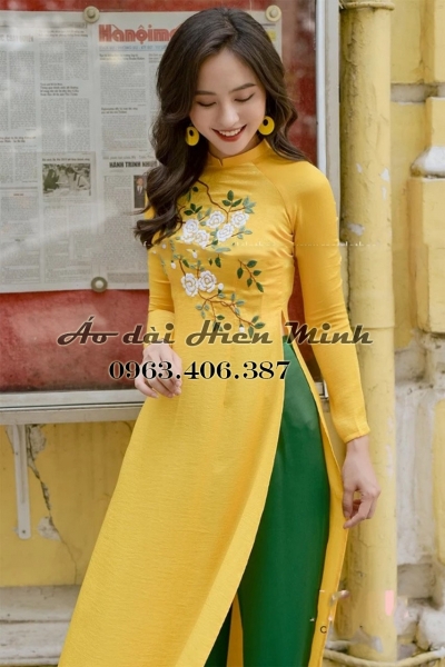 Áo dài cách tân họa tiết thêu tay cao cấp - THANH NHÃ