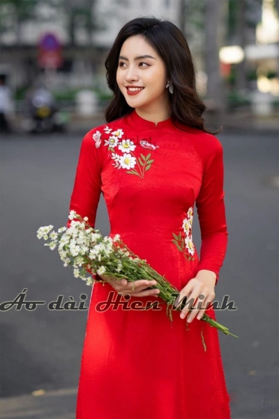 Áo dài cách tân Hiên đại - họa tiết thêu tay cao cấp - Họa Mi