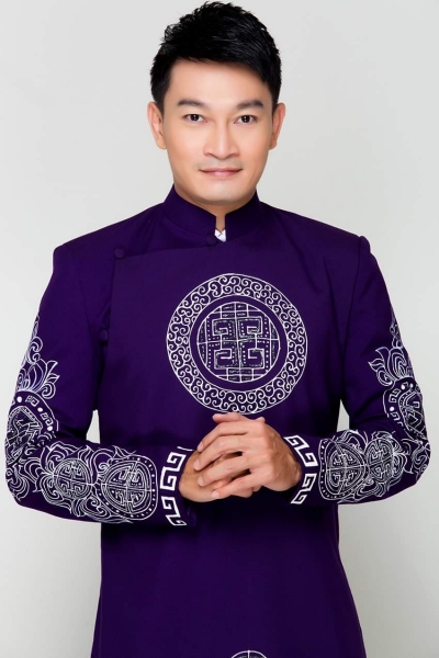 Áo dài nam cách tân nam màu tím - tay vets sang trọng
