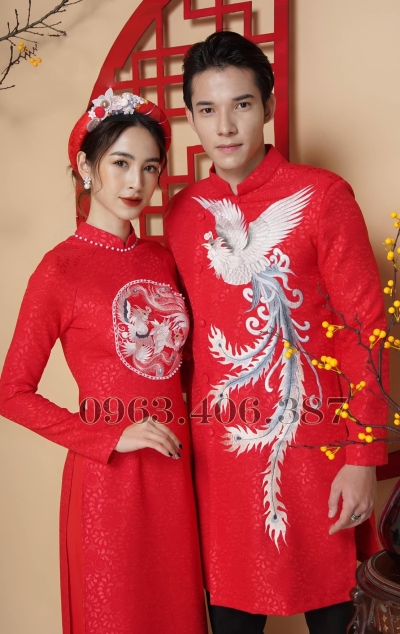 Áo dài cặp đôi nam nữ HMC147
