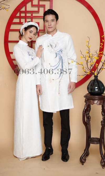 Áo dài cặp đôi nam nữ HMC147