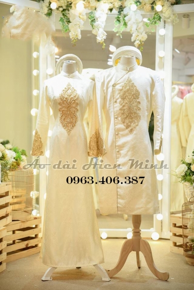 Áo dài cưới cặp Gấm sang trọng
