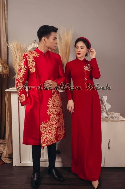 Áo dài cặp đôi nam nữ đơn giản thanh lịch