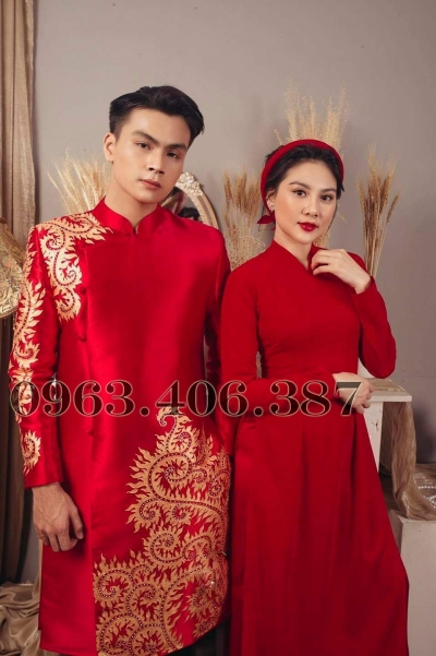 Áo dài cặp đôi nam nữ đơn giản thanh lịch