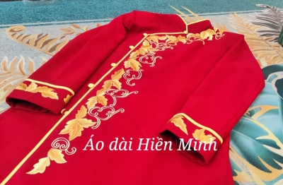 Áo dài Nam cách tân cao cấp họa tiết thêu