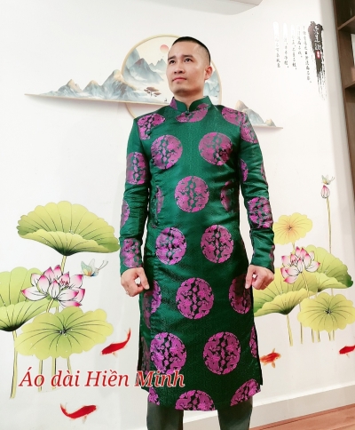 Áo dài cách tân nam Vải Gấm cao cấp
