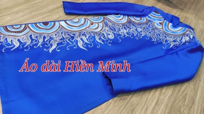 Áo dai cách tân nam màu xanh họa tiết vẽ tay độc đáo