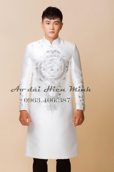 Áo dài cách tân nam họa tiết vẽ tay truyền thống