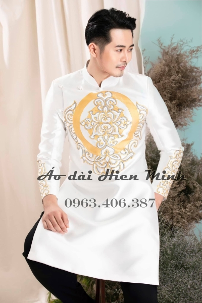 Áo dài nam họa tiết thêu cao cấp HMB305