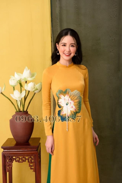 Áo dài truyền thống họa tiết thêu - DIỆP