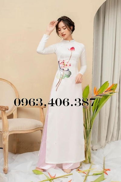 Áo dài truyền thống màu trắng - SEN