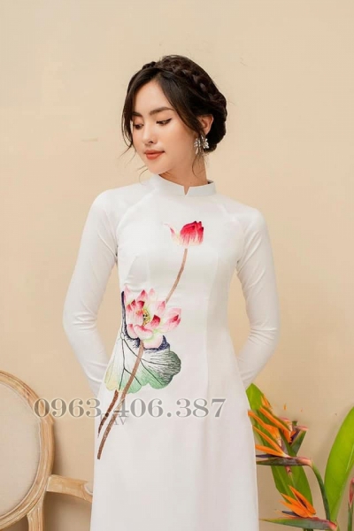 Áo dài truyền thống màu trắng - SEN