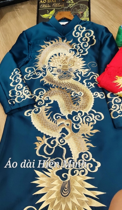 Áo dài cách tân nam hoạ tiết rồng thêu mạnh mẽ,cá tính