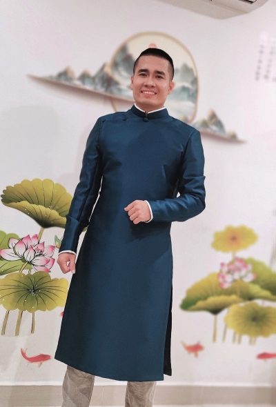 Áo dài cách tân nam trơn